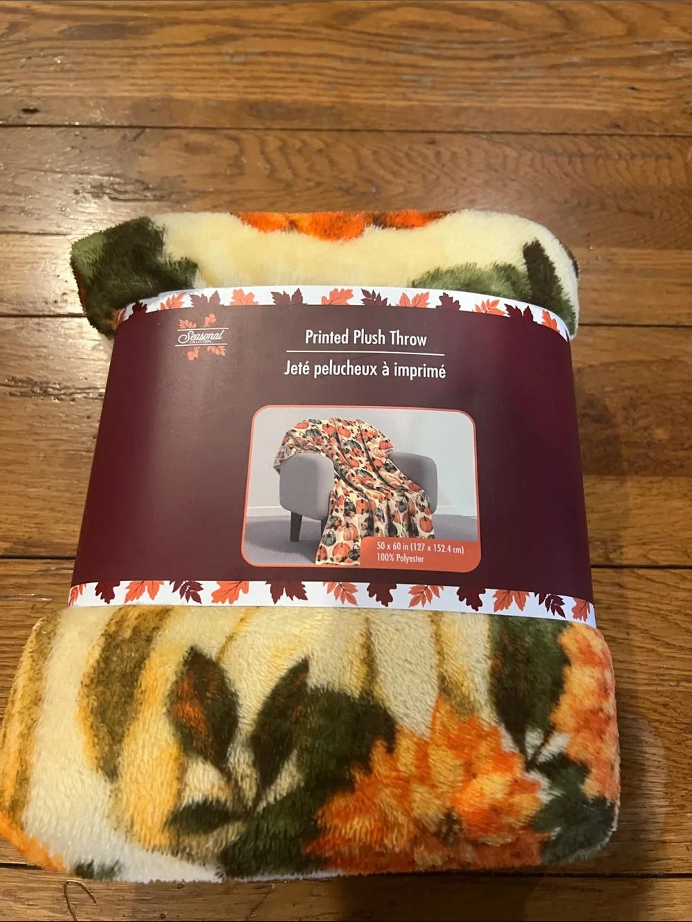 Fall/Holiday/Thanksgiving Plush Throw. Size 50x60 inch. Brand new
